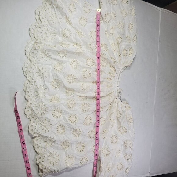 Madewell Womens White Eyelet Puff Sleeve Cotton Blend Top Size M - Picture 5 of 8